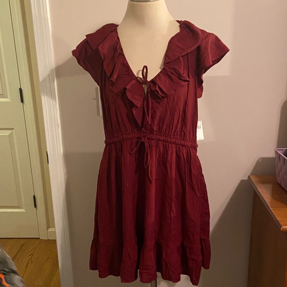 NWT Elegant Old Navy Burgundy Dress with Ruffles